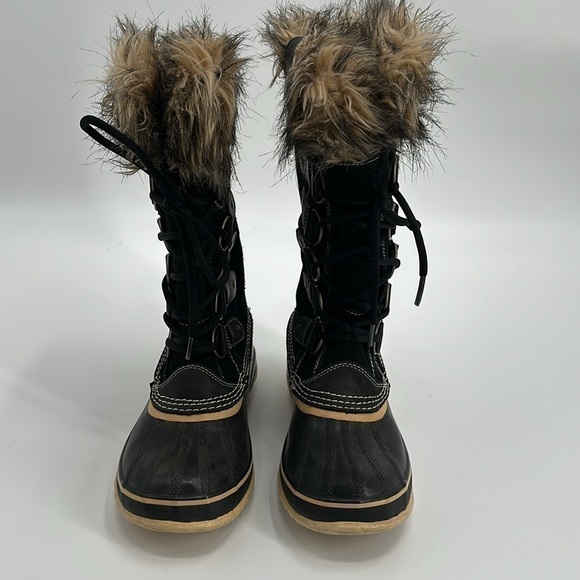 Sorel Black Suede Joan of Arctic Fuzzy Lined Boot Size 8 - Picture 3 of 10